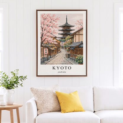 Kyoto Canvas Wall Art – Japan Temple Decor, Cherry Blossom Travel Artwork
