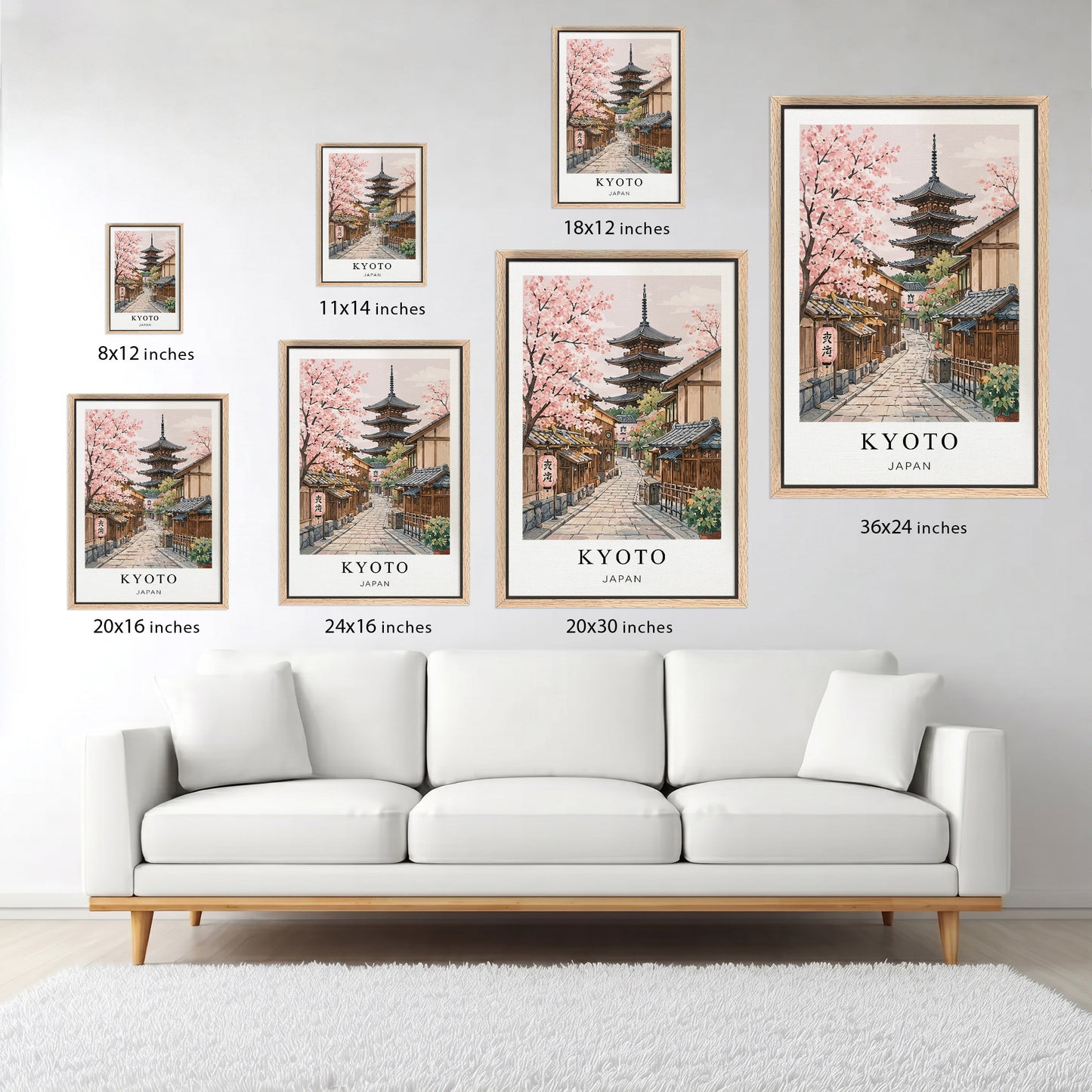 Kyoto Canvas Wall Art – Japan Temple Decor, Cherry Blossom Travel Artwork