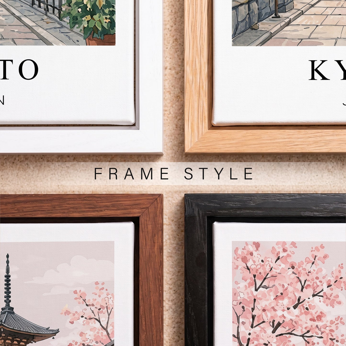 Kyoto Canvas Wall Art – Japan Temple Decor, Cherry Blossom Travel Artwork