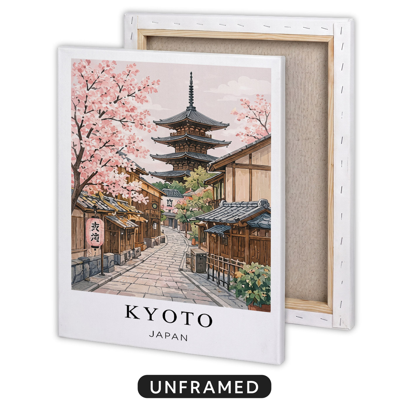 Kyoto Canvas Wall Art – Japan Temple Decor, Cherry Blossom Travel Artwork