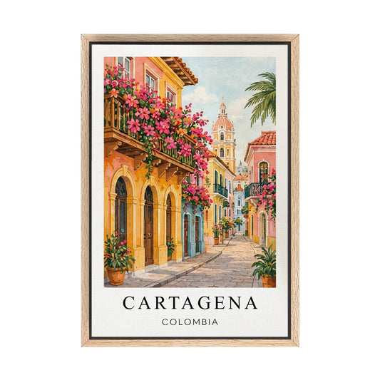 Cartagena Canvas Wall Art – Colombia Travel Decor, Colorful Colonial City Artwork