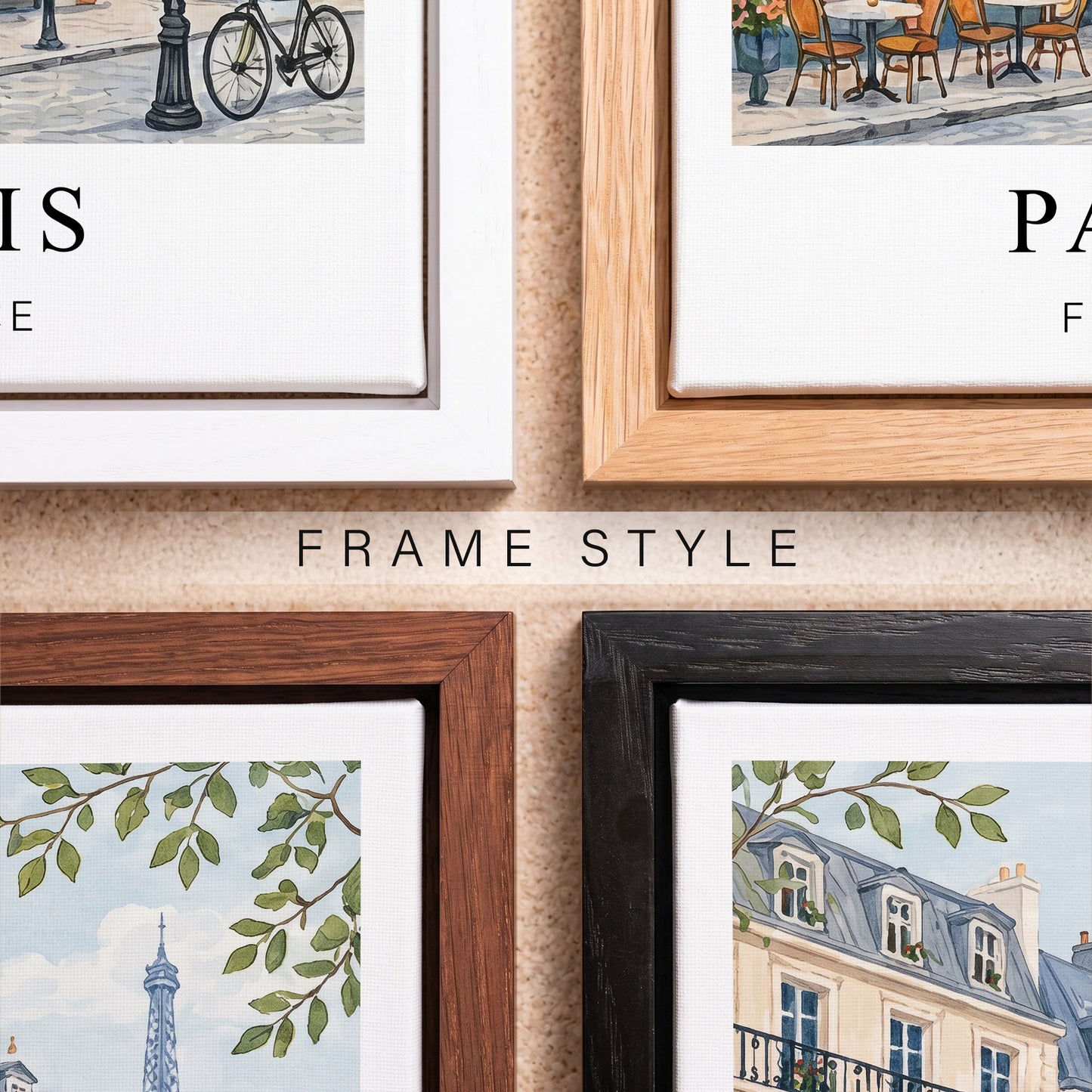 Paris Canvas Wall Art – Eiffel Tower Decor, French Cityscape Travel Artwork
