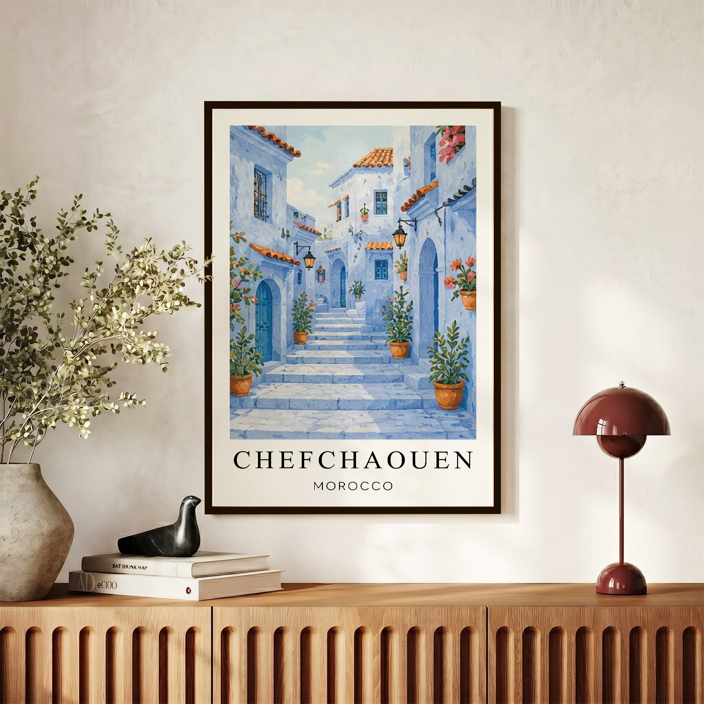 Chefchaouen Canvas Wall Art – Morocco Blue City Decor, Mediterranean Travel Artwork