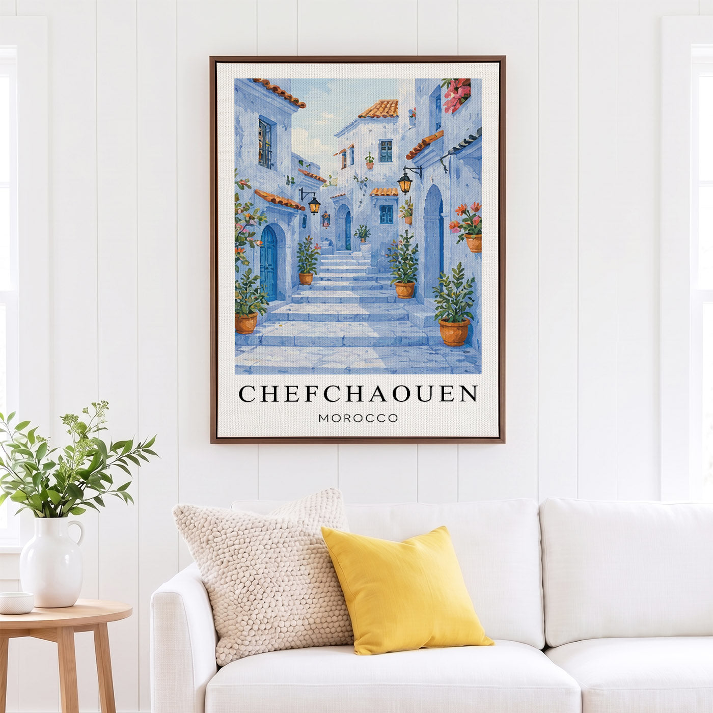 Chefchaouen Canvas Wall Art – Morocco Blue City Decor, Mediterranean Travel Artwork