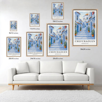 Chefchaouen Canvas Wall Art – Morocco Blue City Decor, Mediterranean Travel Artwork