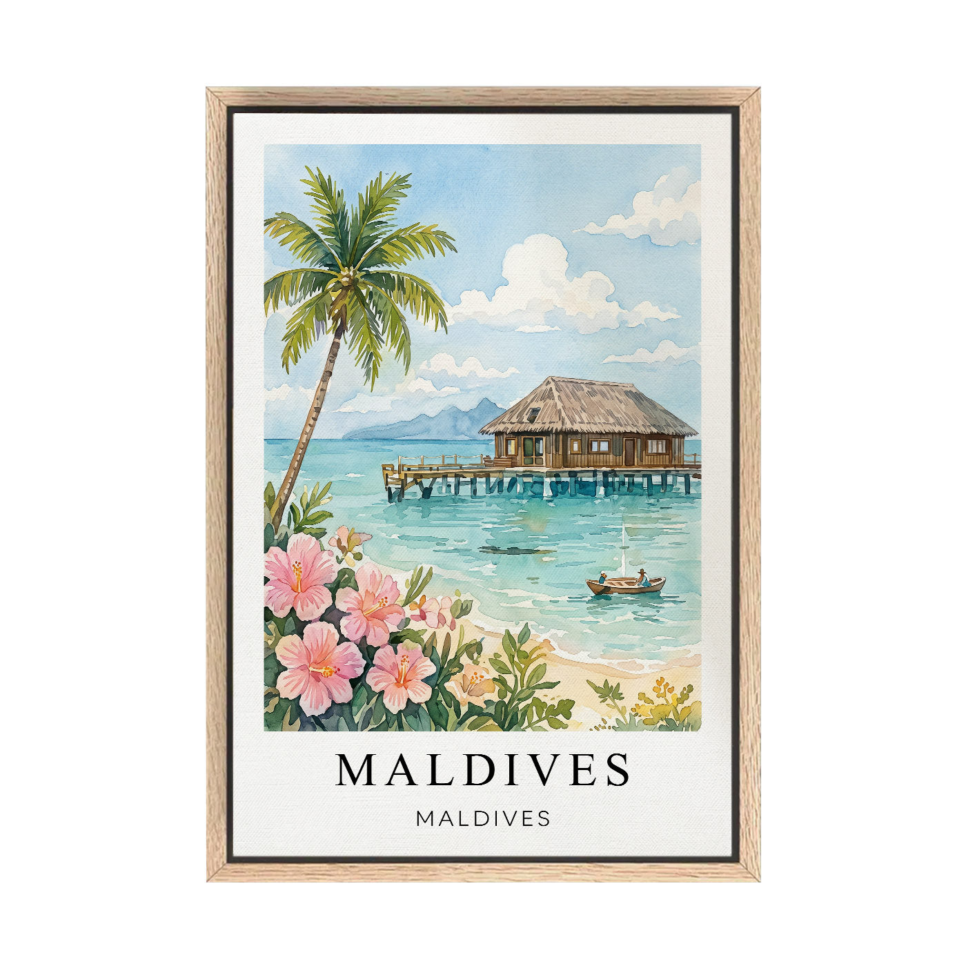 Maldives Canvas Wall Art – Tropical Island Decor, Ocean Paradise Artwork