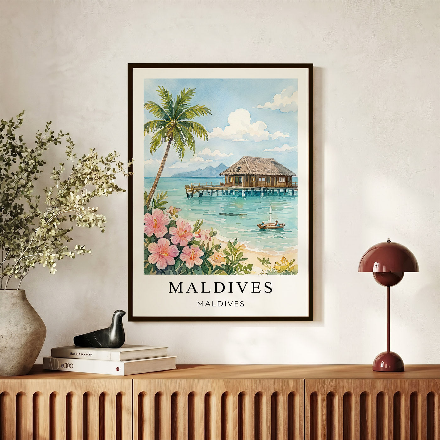 Maldives Canvas Wall Art – Tropical Island Decor, Ocean Paradise Artwork