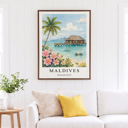 Maldives Canvas Wall Art – Tropical Island Decor, Ocean Paradise Artwork