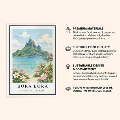 Bora Bora Canvas Wall Art – French Polynesia Decor, Tropical Lagoon Artwork