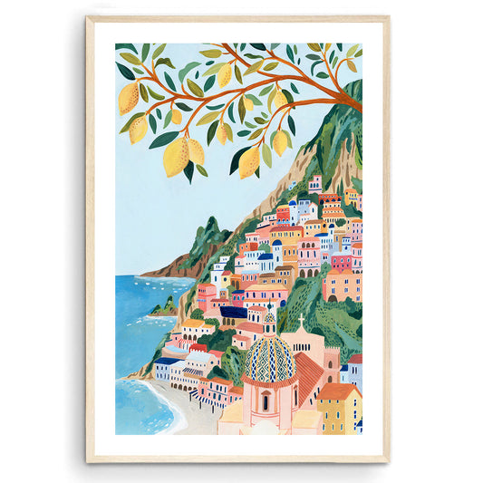 Positano, Amalfi Coast Art Print, Italy Art Print, Travel Gift, Travel Poster, Europe Print, Italian Coast, Italian Riviera, Housewarming Gift
