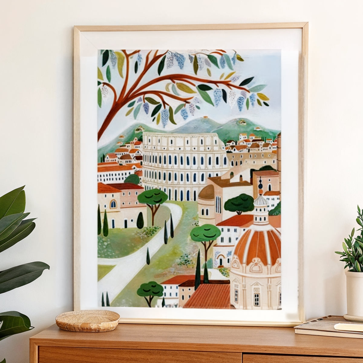 Close-up of the Rome print showing the matte paper and white border