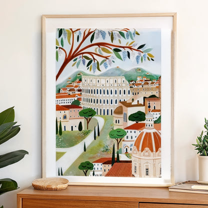 Close-up of the Rome print showing the matte paper and white border